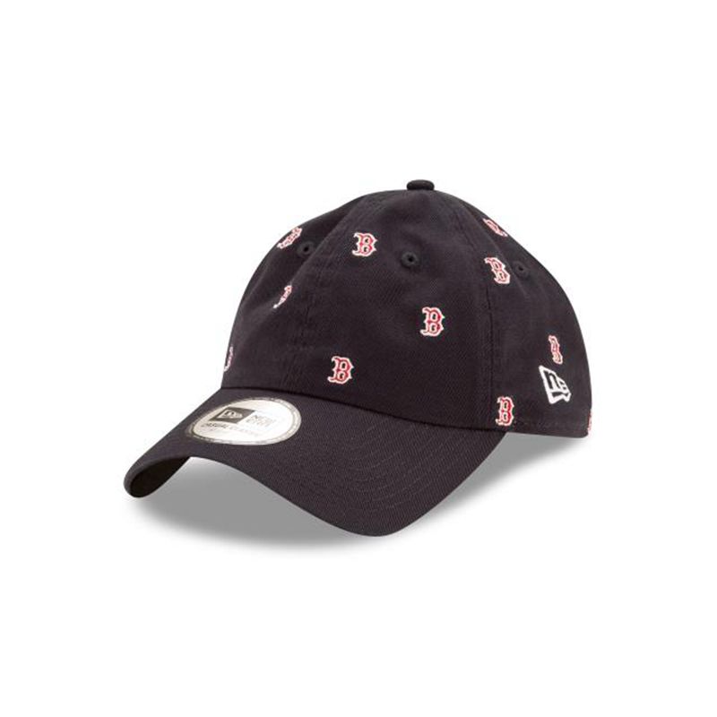 MLB Boston Red Sox All Over Logo Casual Classic Adjustable (RQJ1492) - Blue New Era Caps